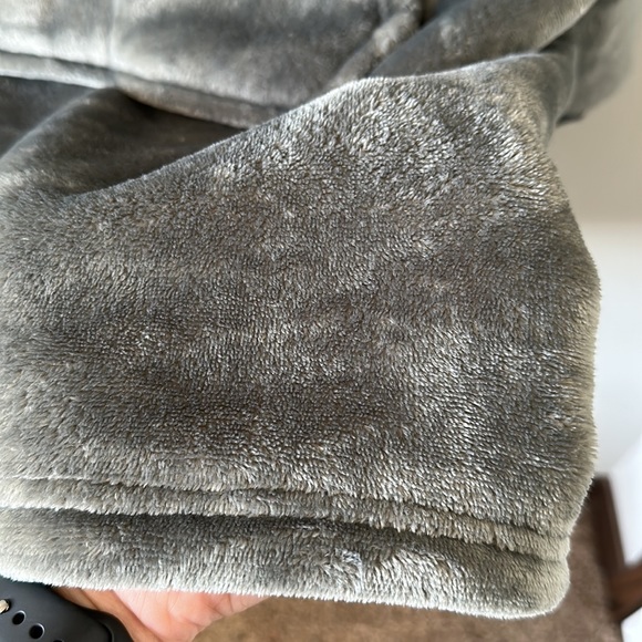 Gray Oversized Blanket Hoodie Sweatshirt Sherpa Fleece Long Sleeve - Picture 11 of 13